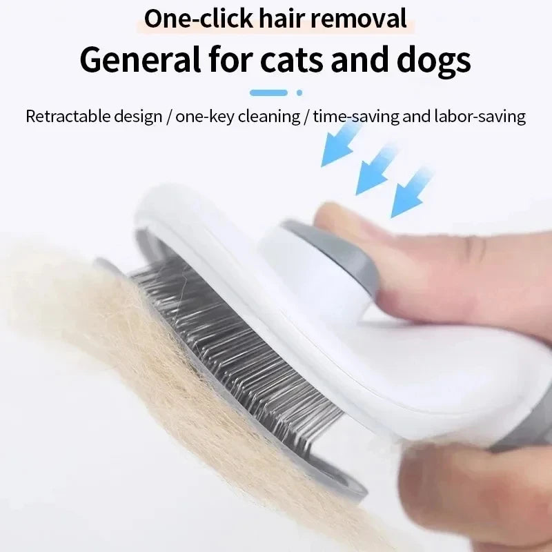 Self-Cleaning Pet Brush — One-Click Hair Release