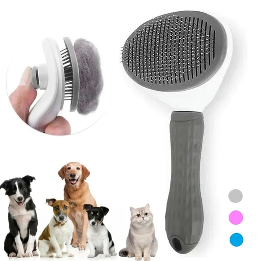 Self-Cleaning Pet Brush — One-Click Hair Release