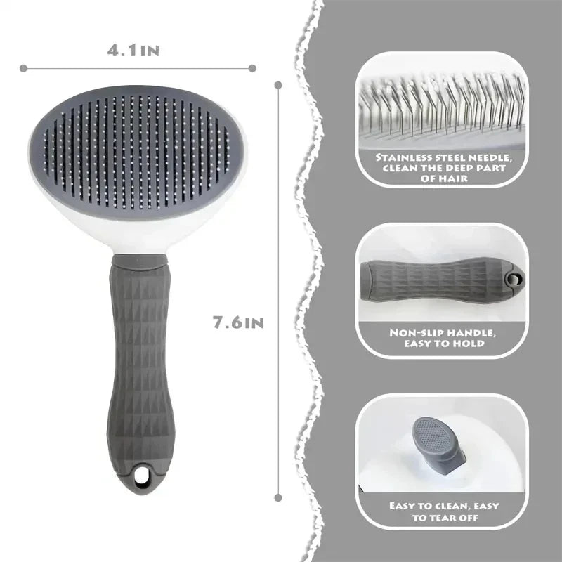 Self-Cleaning Pet Brush — One-Click Hair Release