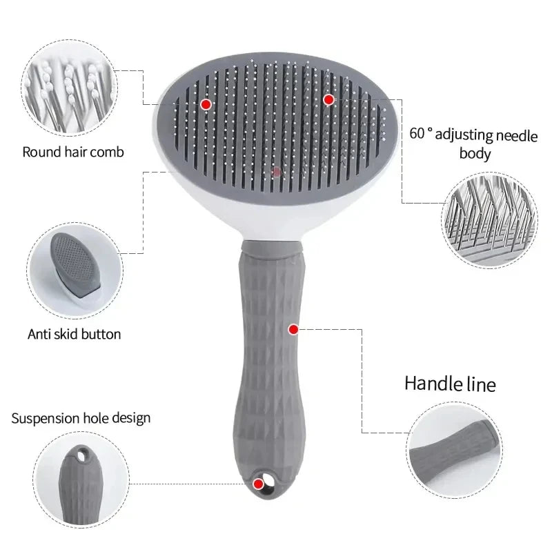 Self-Cleaning Pet Brush — One-Click Hair Release